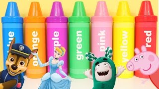 Best Kids Learning COLORS with GIANT Crayons Paw Patrol Peppa Pig Oddbods Disney Princess