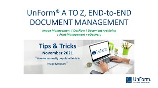 Tips and Tricks for November 2021: "How to manually populate fields in Image Manager"