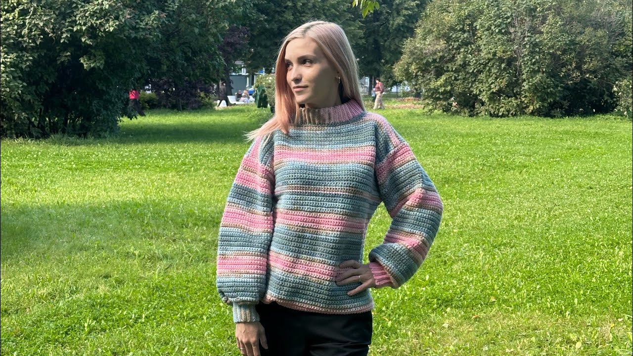Мастер класс по вязанию свитера крючком .Справится даже новичок !Часть 1