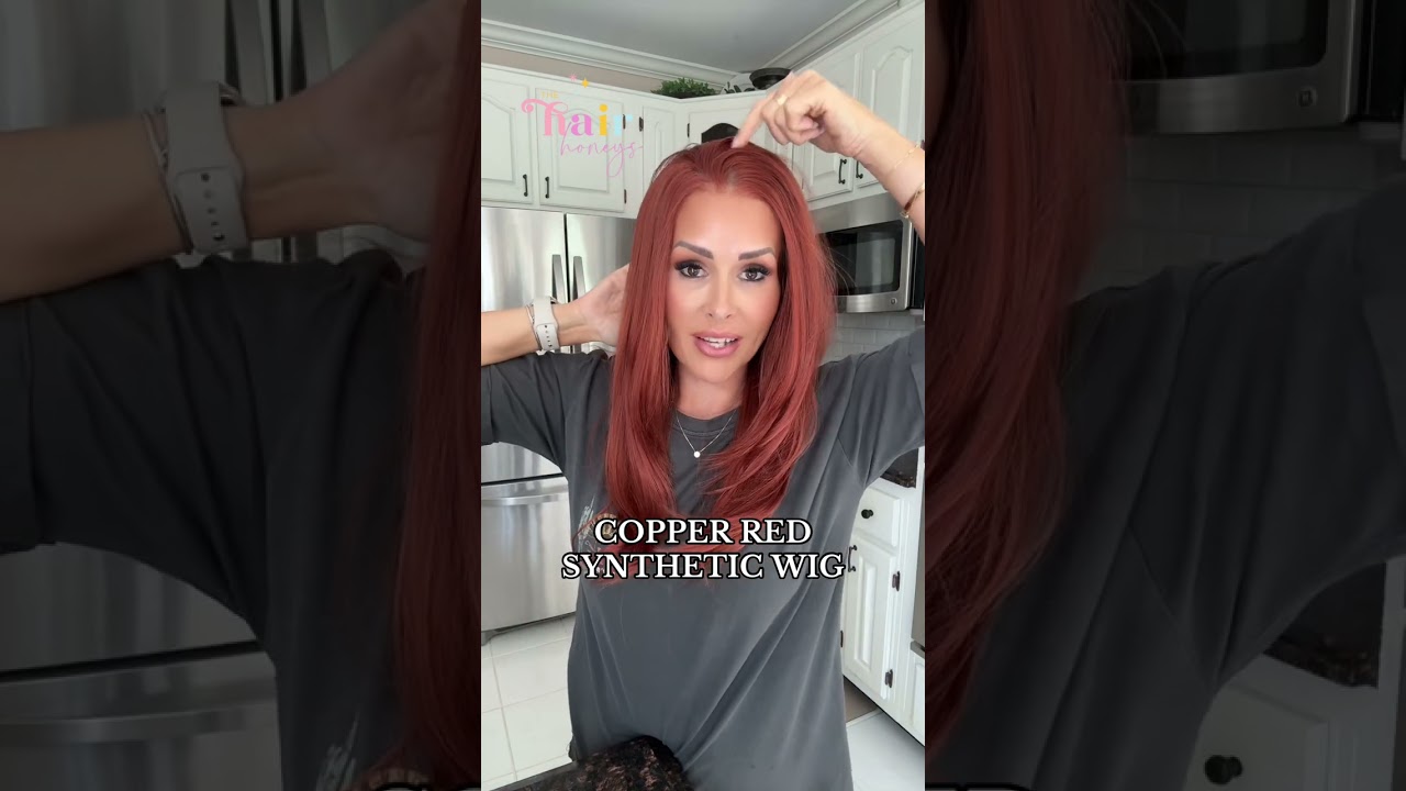 COPPER RED SYNTHETIC WIG * Heat friendly * Average cap * Free part A39 
