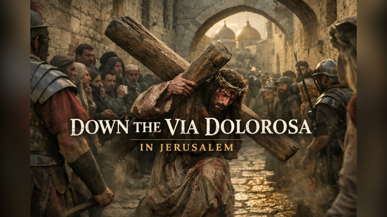 Down the Via Dolorosa in Jerusalem 