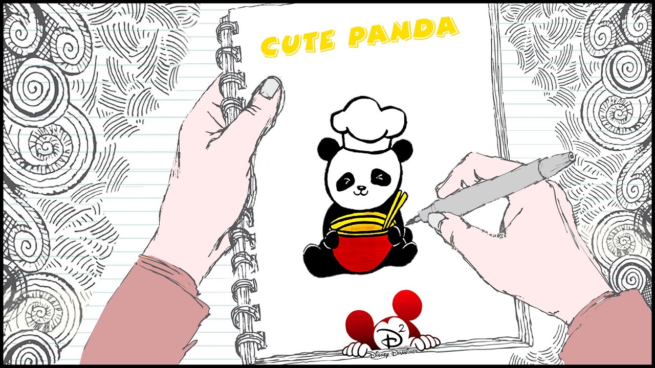 Learn How to Draw Cute Baby Panda - D2 Disney Drawing | Baby Panda Drawing | Chef Panda