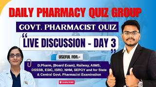 📚 Daily Pharmacy Quiz Group | Govt. Pharmacist Quiz | Live Discussion Day-3 | By-Mithilesh Sir