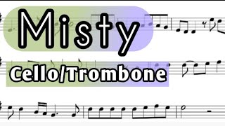 Misty I Cello or Trombone Sheet Music Backing Track Play Along Partitura