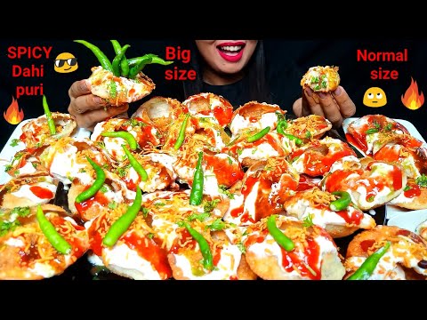 ASMR:EATING LOTS OF GREEN CHILLI JAMBO DAHI PURI|COUNT IT😉 & GUESS I FINISHED OR NOT⁉️|#hungrygirl