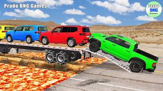 Toyota, Mercedes, Tractor, and Man Flatbed Truck vs Train – BeamNG.drive 515 screenshot 4