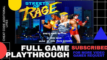 Streets Of Rage - Full Game - Playthrough - Walkthrough - Cheat Codes