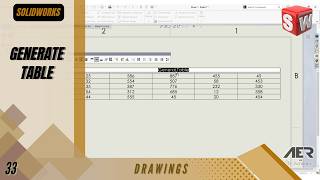 Generate Table | Drawing | Solidworks Tutorial | Stage #33 Eng - AER Int.