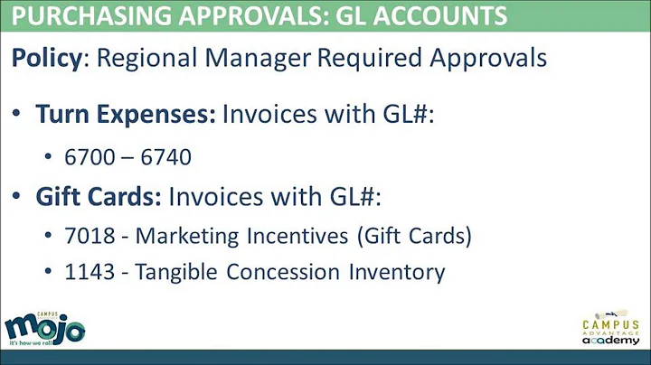 Purchasing Approvals GL ACCOUNTS