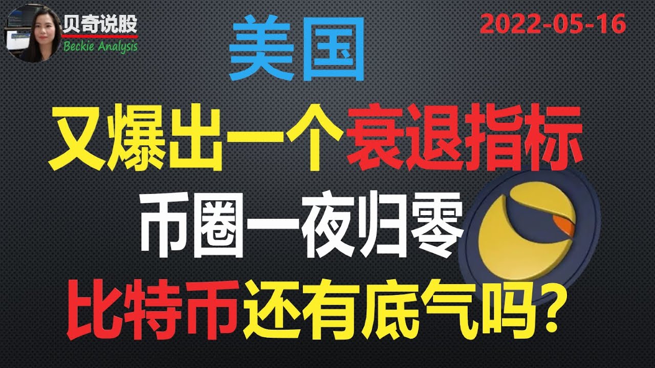 美国又爆另一个衰退指标！币圈一夜归零惨案刚刚发生，比特币还有底气吗？| 贝奇说股 2022-05-16
