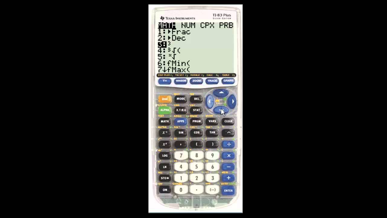 On a ti 84 plus texas instrument) where is the cube root 