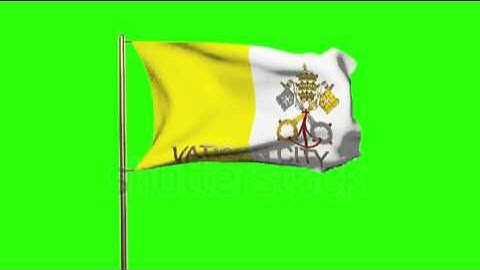 Vatican City flag with title waving in the wind. Looping sun rises style. Animation loop Stock
