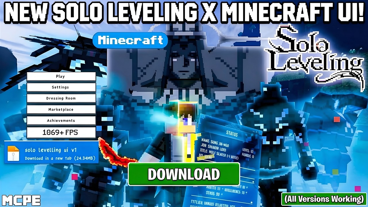 Best Solo Leveling UI for MCPE 1.21+ 😈 | Sung Jin-Woo Anime UI - YouTube