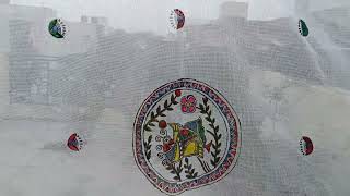 Madhubani painting on dupatta # Morni ( peacock) design #white colour 