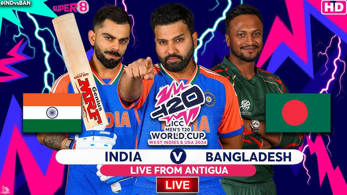 🔴 India vs Bangladesh Live | Super 8 | T20 World Cup 2024 | IND vs BAN | Cricket 24 Gameplay - YouTube