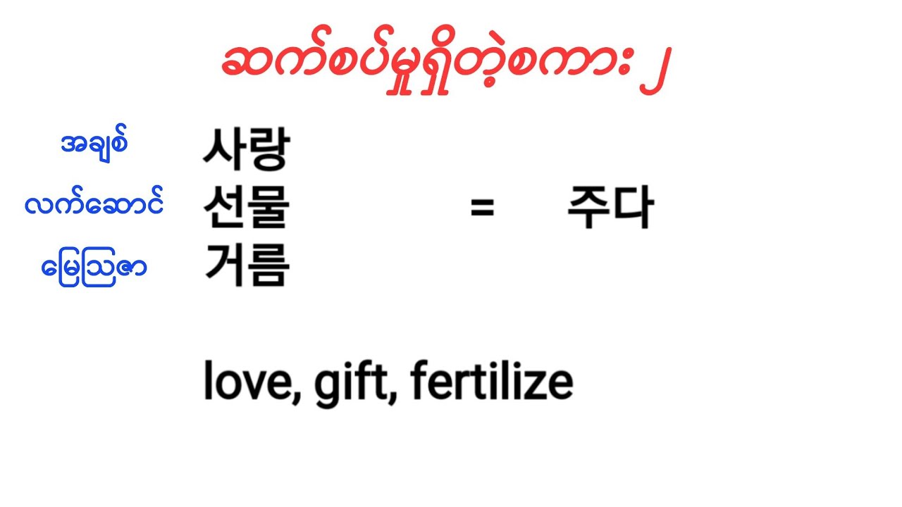 관계있는 말 2 - ဆက်စပ်မှုရှိတဲ့စကား ၂