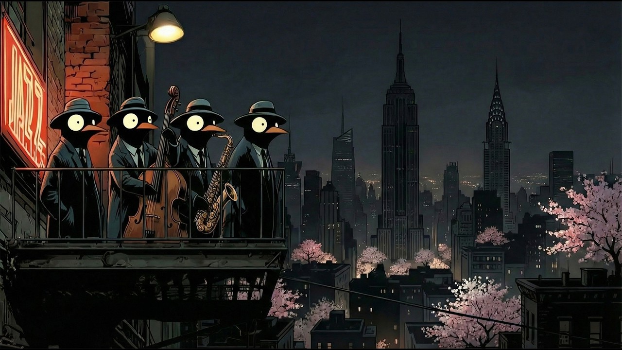 Penguins Groove Through the Spring City Night – Jazz for Focus & Calm Study
