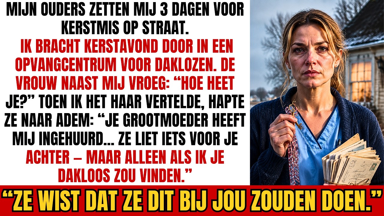 Drie dagen voor kerstmis kwam ik thuis na een nachtdienst en trof mijn hele leven aan op de veranda van mijn ouders: negen zwarte vuilniszakken, keurig dichtgeknoopt. Mijn moeder deed de deur op...