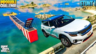 Indian Cars vs Impossible Crazy Bridge Mega Jump Challenge In GTA 5 | HINDI