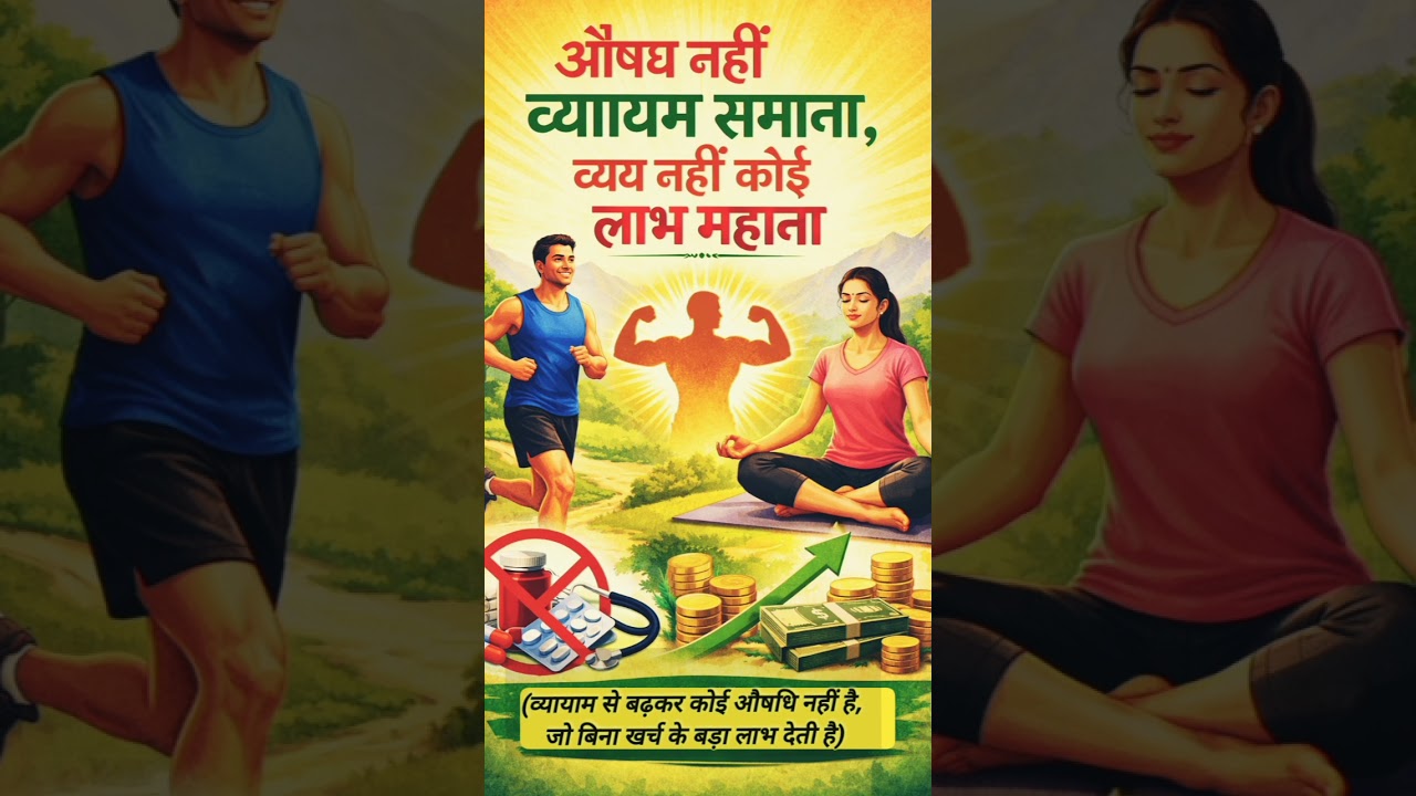 औषध नहीं व्यायाम समाना, व्यय नहीं कोई ,लाभ महाना। 