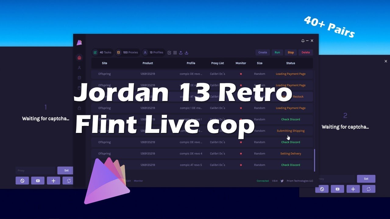 Jordan 13 Retro Flint 40+ Pairs (LIVE COP/w PrismAIO)