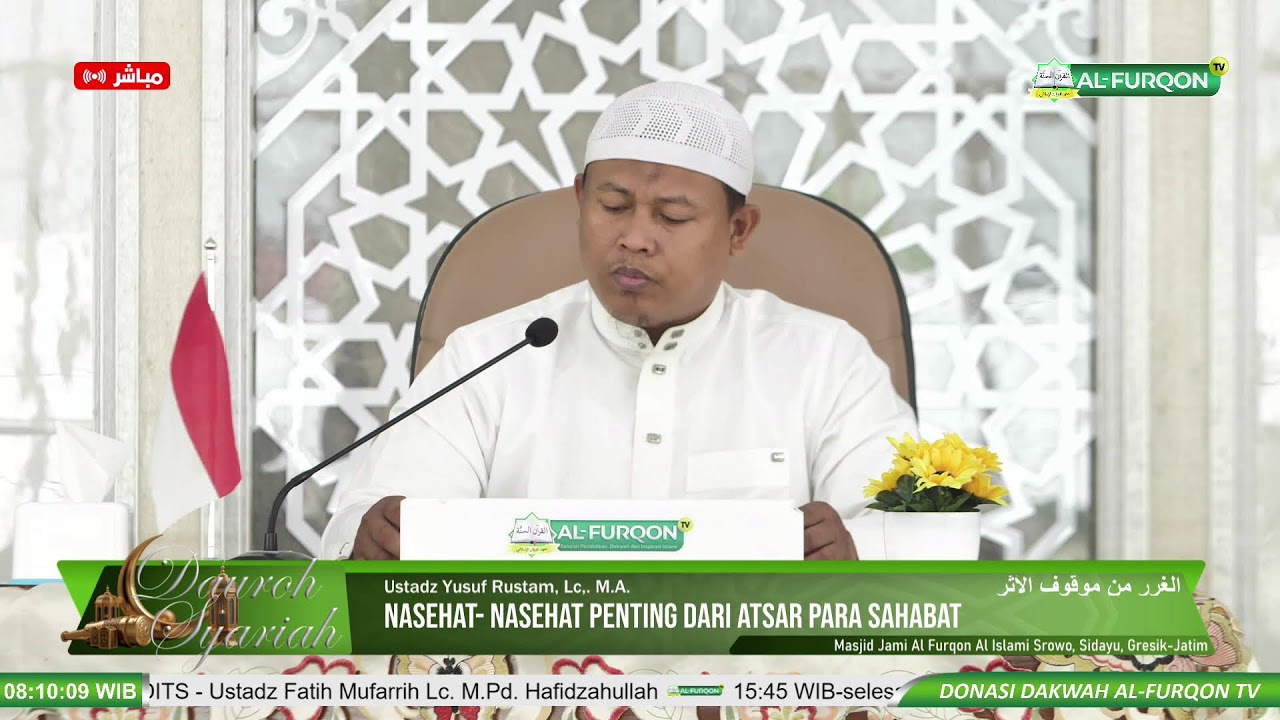 42. NASEHAT-NASEHAT PENTING DARI ATSAR PARA SAHABAT | Ustadz Yusuf Rustam, Lc., M.A