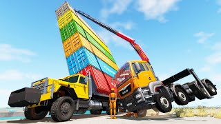Truck Cranes Accidents #6 - Beamng drive
