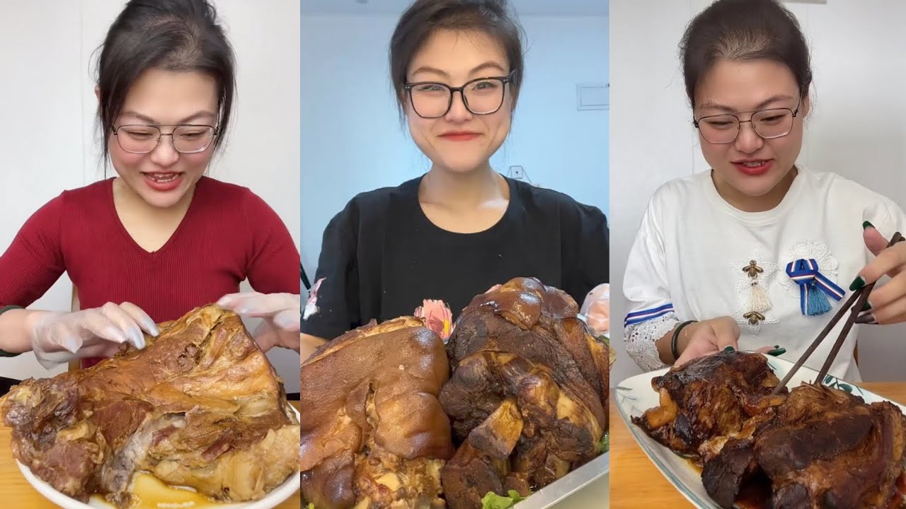 Mukbang Challenge:Eat cow tongue belly rib belly pork skin roll 🥐