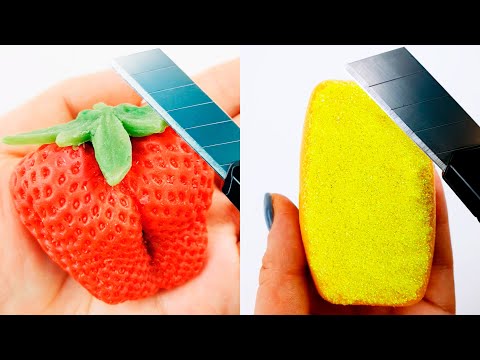 Soap Glitter Carving ASMR - Soap Strawberry and Yellow Glitter - Relaxing Soap Sounds ASMR P087