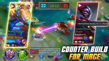 ALDOUS COUNTER BUILD VS TOP GLOBAL ZHASK🔥SUPER INTENSE MATCH! ALDOUS BEST BUILD 2022 - MLBB