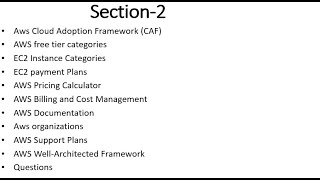 Information section-2 Aws free tier | Pricing Calculator | Billing | Support Plans | Well-Architected Framework News