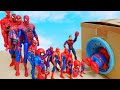 Various size of spiderman walk into the hole in spo spo box 3