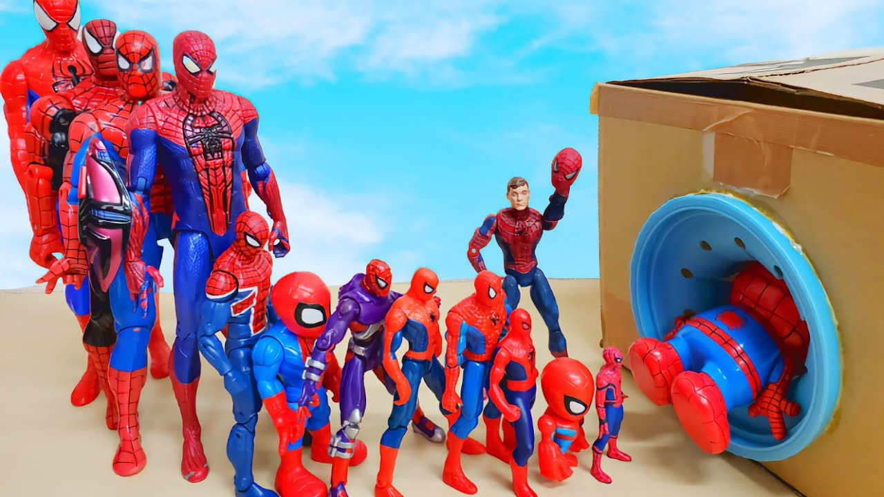 ⁣Various Size of Spiderman Walk into the Hole in Spo Spo Box #3