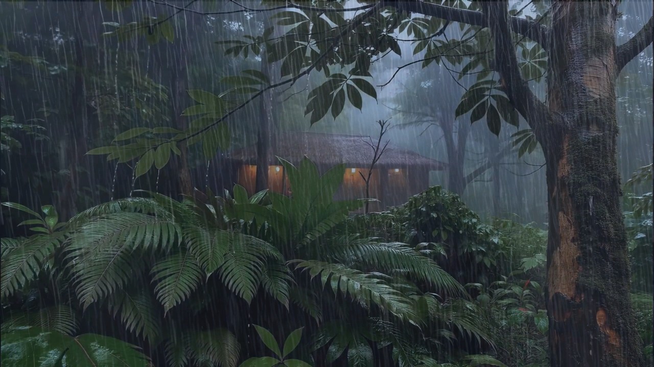 Мгновенно засыпайте под ночной дождь на лесных листьях | Расслабление и свежесть