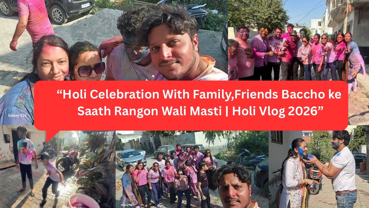 My Daily Vlog-44,Holi celebration with family friends and kidoz,#holi #vlog @MrMrsBhartivlog 