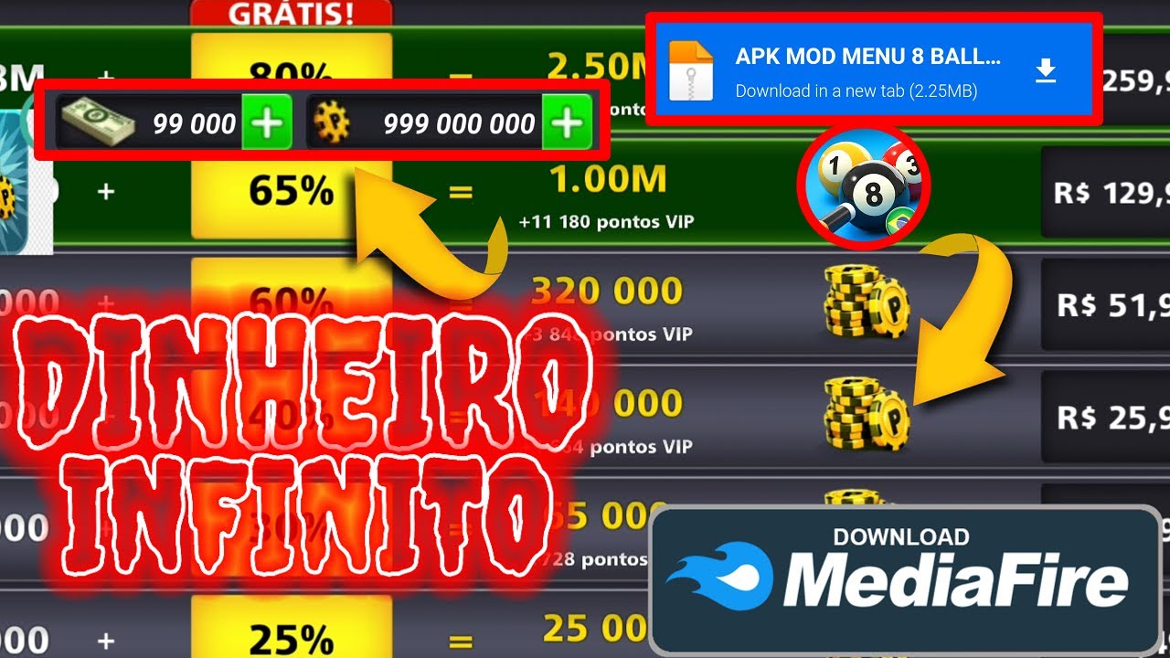 🔥APK MOD DINHEIRO INFINITO NO 8 BALL POOL ATUALIZADO EM