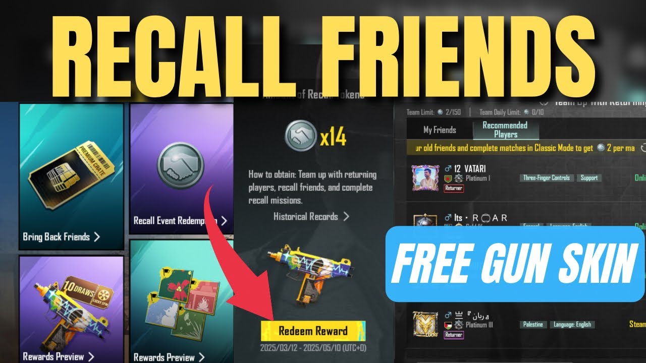 RECALLED FRIENDS EVENT IN PUBG MOBILE | GET FREE TOKEN RECALL FRIENDS PUBG
