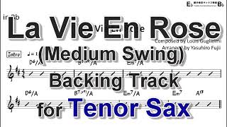 La Vie En Rose (Medium Swing) - Backing Track with Sheet Music for Tenor Sax Resimi