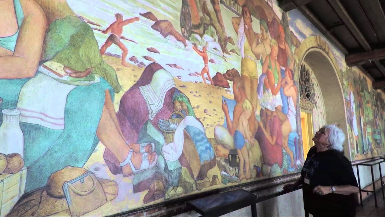 Beach Chalet Murals described by SF City Guides tour YouTube