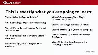 Quora Marketing Made Easy Video Training