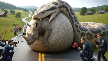 Heroic Rescue Team Saves Brave Mother Rhino from Bloodthirsty Giant Python in a Breathless Battle!