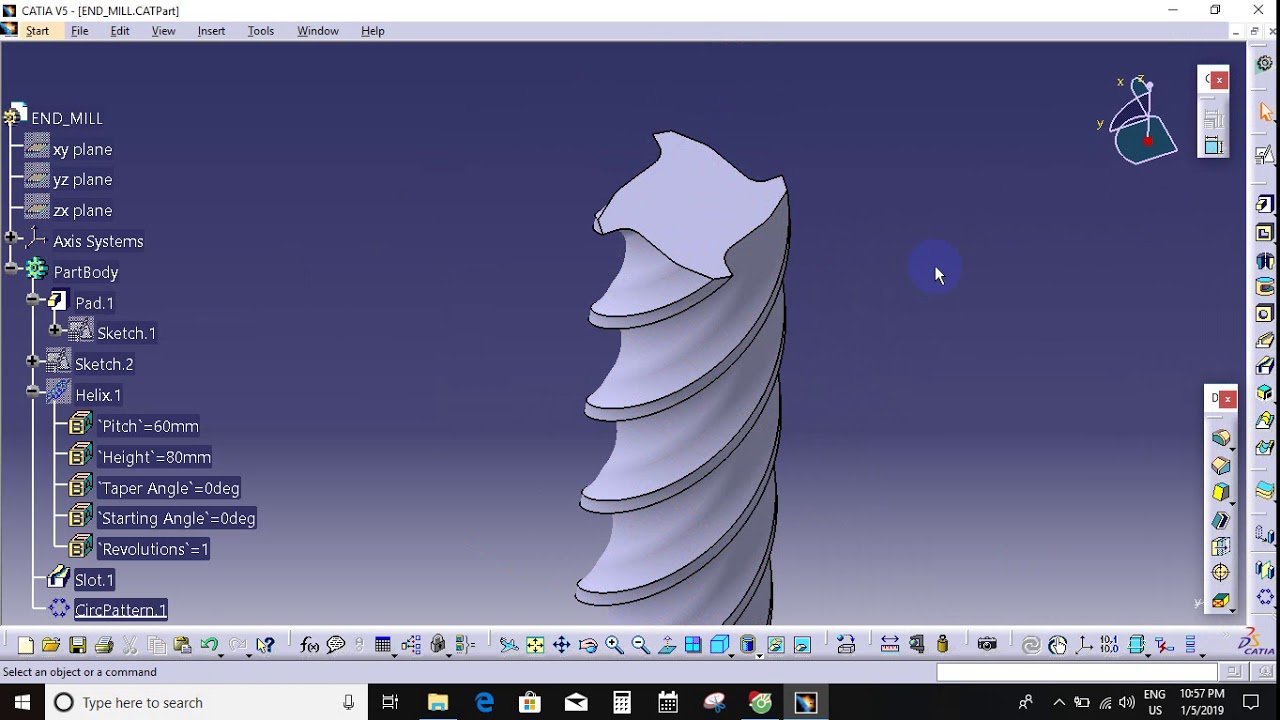 END MILL TOOL DESIGN BY CATIA V5 YouTube