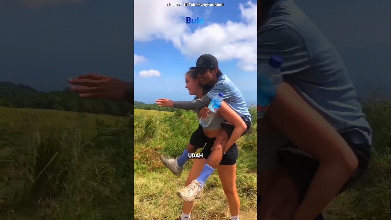 Momen Langka! Cewek Bule Gendong Guide Rinjani