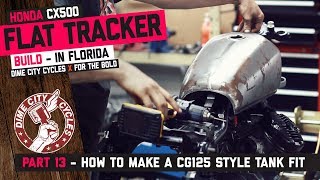 CX500 Flat Tracker Build Part 13 - Fuel tank swap, How to make a CB125 style tank fit a CX500