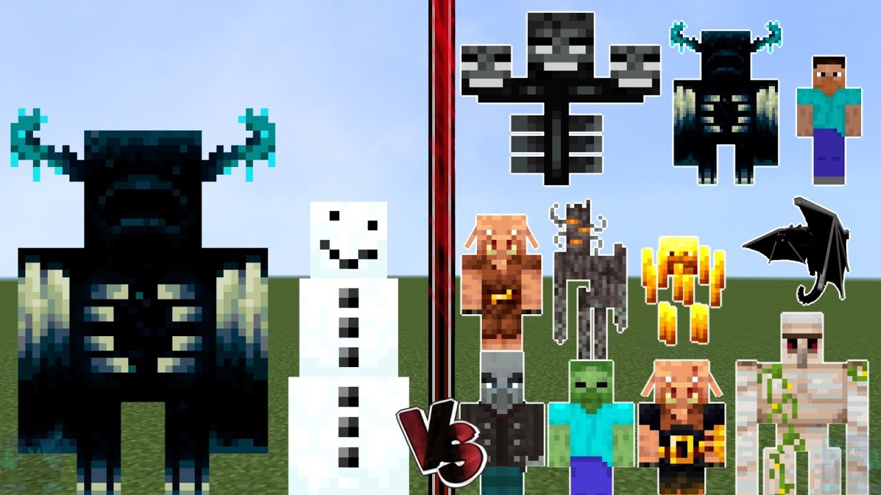 Epic Minecraft Mob Battle: Warden + Snow Golem vs ALL MOBS