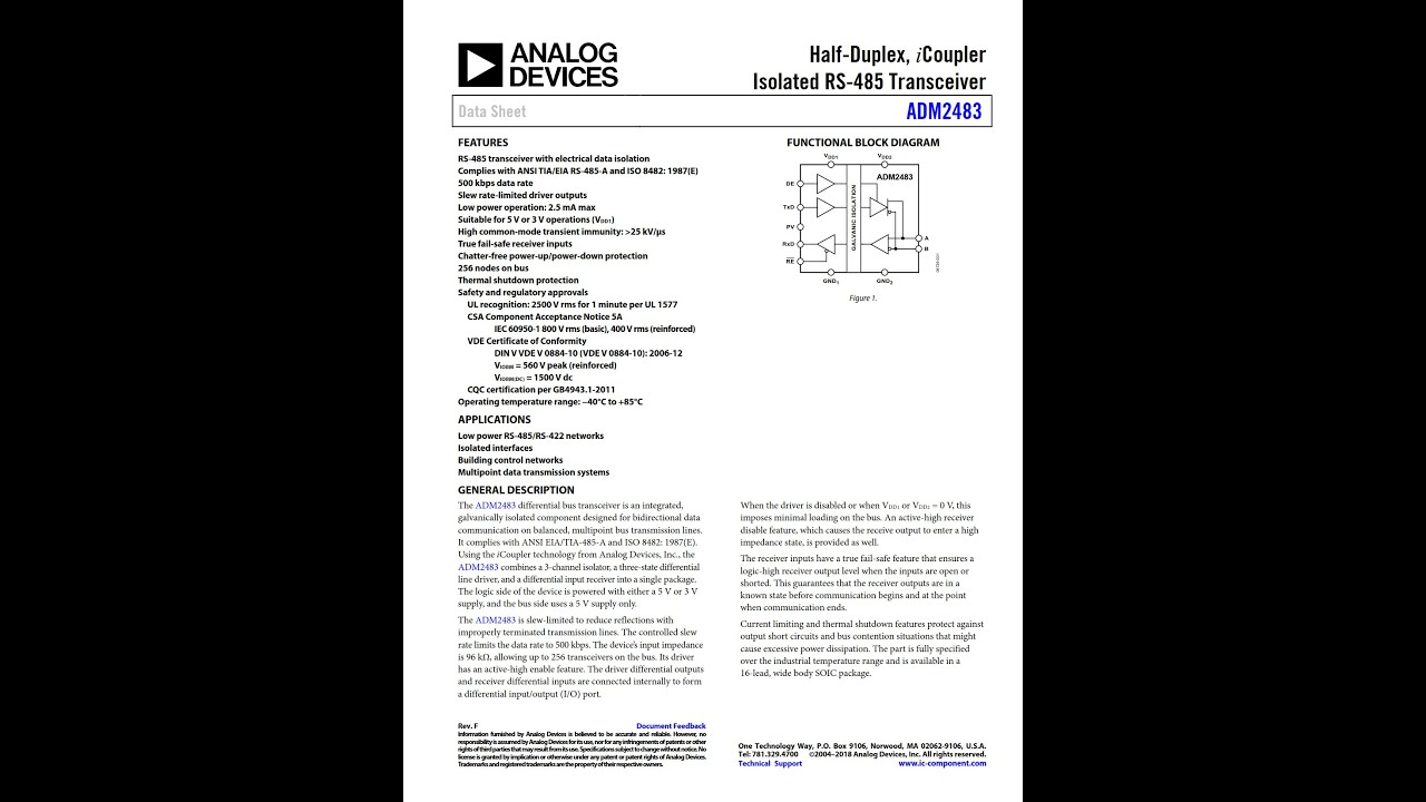 ADM2483BRWZ-REEL datasheet Analog Devices, Inc. - IC-Component.com ...