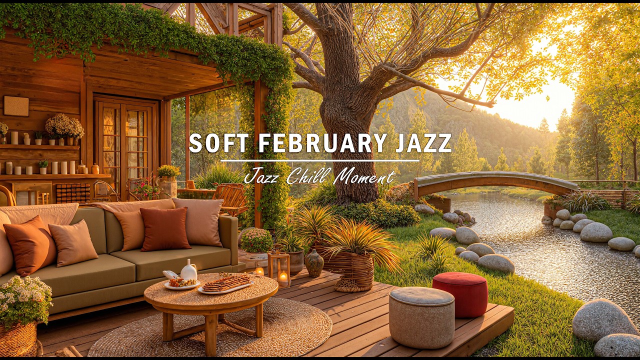 Cozy Riverside Cabin Jazz Café 🍃 Soft Jazz Background Music for Study, Work & Calm Mood