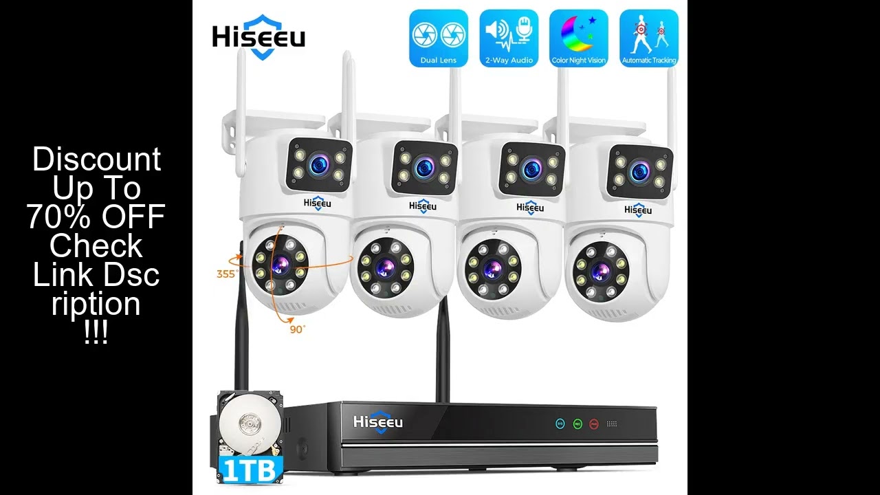 Hiseeu 6MP WiFi Dual Lens Camera Security System Kit 3K IP Cameras With 16CH NVR Recorder Set P2P Vi