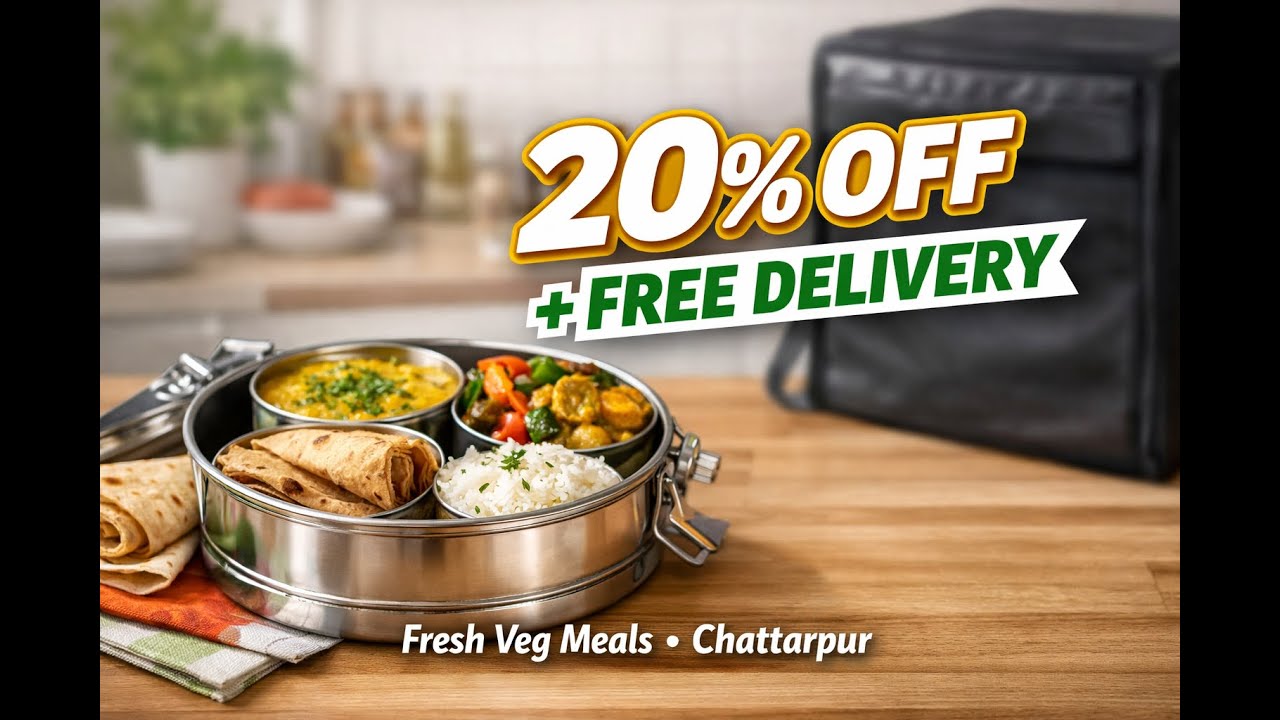 Fresh & Healthy Vegetarian Tiffin in Chattarpur at Green Thali: 20% Discount & Free Home Delivery.