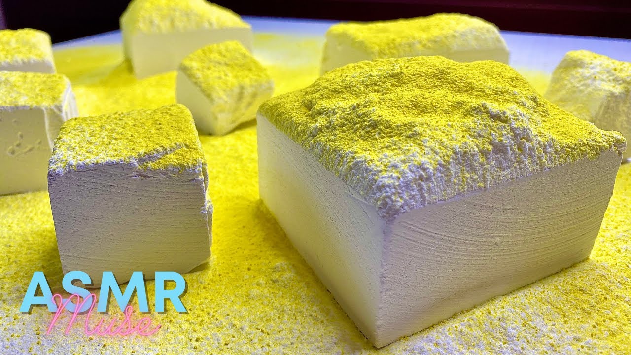 Fresh Blocks Gym Chalk topped with cornstarch with Holi Powder 💛 ASMR ...